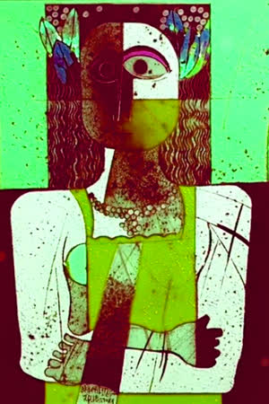 Defensive woman light green