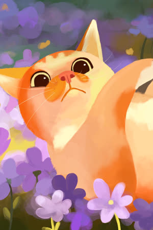 Cute cat in flowers 