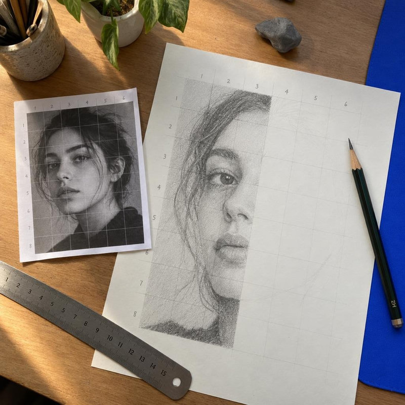Grid method drawing: how to scale a drawing with a grid, and when AR tracing is faster