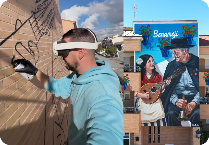 Menos conjeturas, más pintura con Sketchar: Art Kato habla sobre el uso de la realidad virtual para murales de retratos.