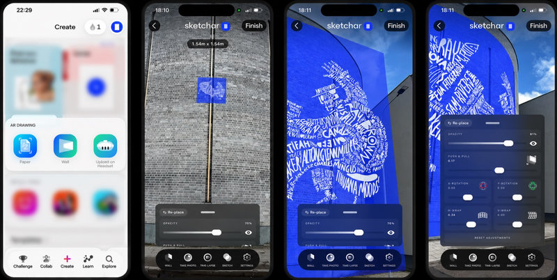 How to Project Sketches onto Curved Walls, Columns and Corners with Wall View Mode in the Sketchar mobile app